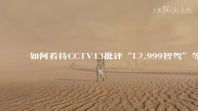 如何看待CCTV13批评“L2.999智驾”等误导性宣传，若导致事故车企可能需要担责？